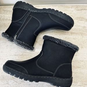 Khombu Addison Ankle Boots Black All Weather Side Zip Faux Women's 10